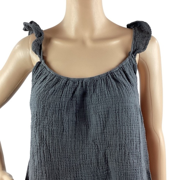 Monrow Ruffle Tank Size M Gray - Picture 2 of 7